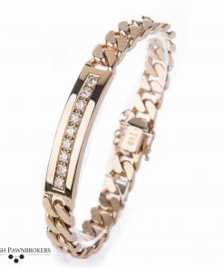 Pre-owned Diamond identity bracelet by Uno-a-erre made of 9-carat yellow gold with 0.8 carats of diamonds