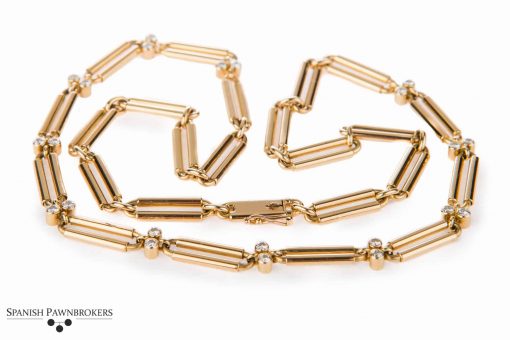 Pre-owned Bespoke link Diamond necklace made of 18-carat yellow gold
