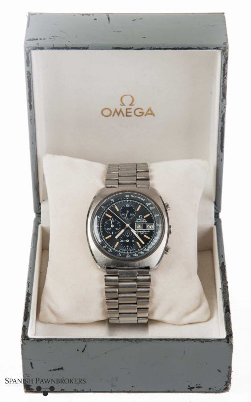 Pre-owned vintage Omega Speedsonic F300 Hz 188.0002 gents watch with stainless steel bracelet with box