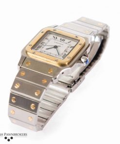 Pre-owned cartier santos vintage model ac 2380 gents watch on a stainless steel with 18-carat yellow gold screws