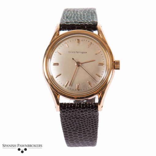 Pre-owned Girard Perregaux Gyromatic 6169 vintage gents watch made of 18-carat yellow gold on lizard skin strap