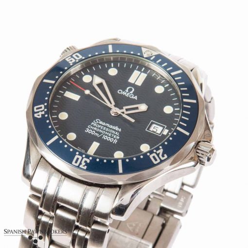 pre-owned Omega Seamaster 300m Professional Chronometer 25318000 stainless steel watch with blue wave dial