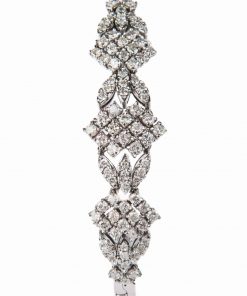 Pulsera de diamantes de lujo para mujer de segunda mano hecha de oro blanco de 14 quilates con un peso total en quilates de 2.34 quilates