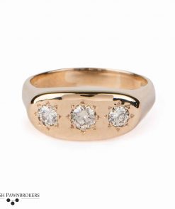 Seminuevo 3 anillo con piedra Gypsy Diamond para hombre elaborado en oro amarillo de 9 quilates 0.65 quilates