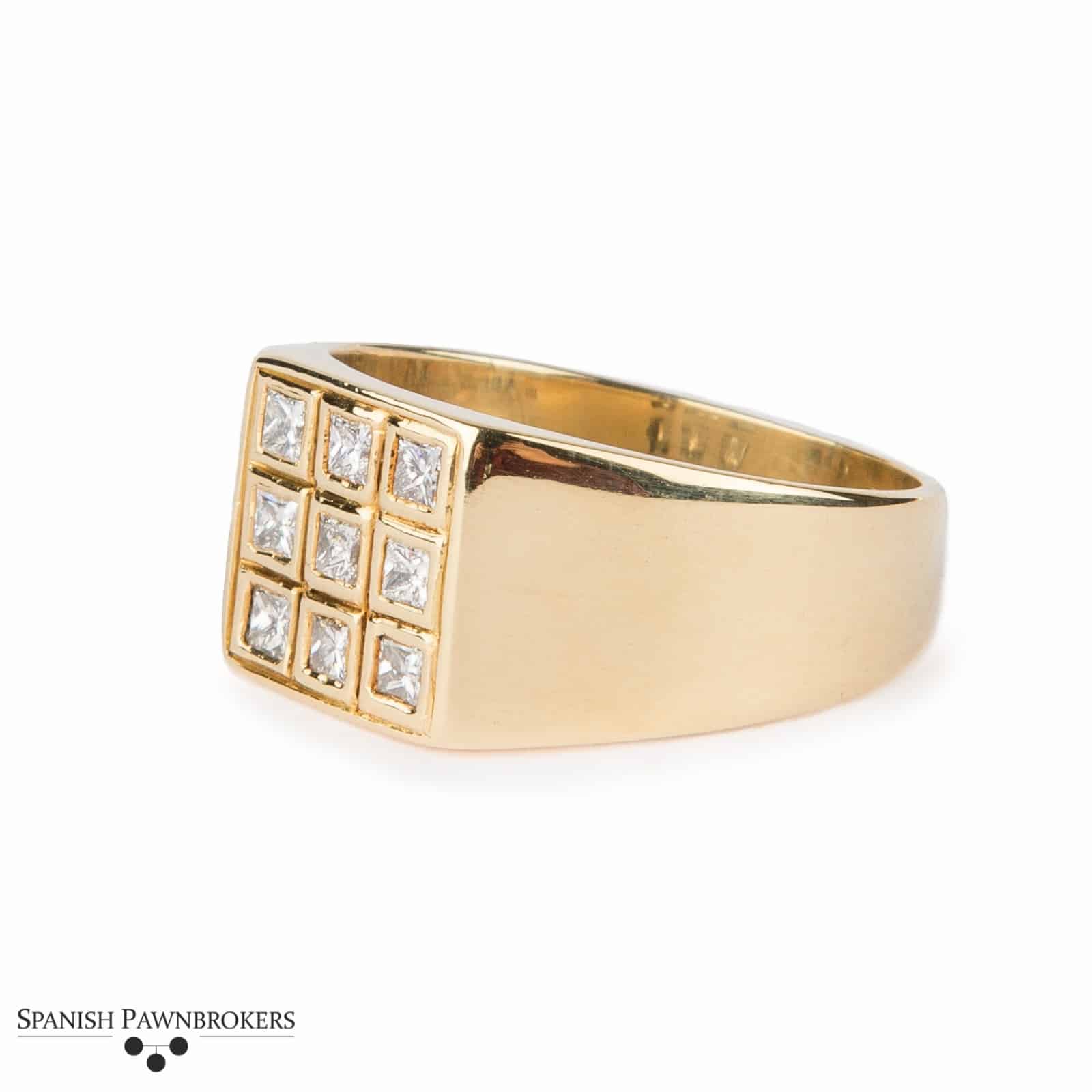 Second-hand Gents 9 stone Diamond ring 18-carat Gold
