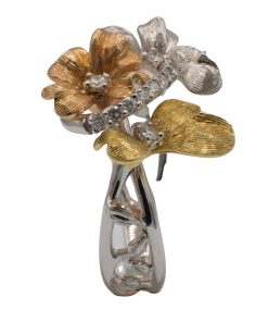 Anillo de flores a medida con diamantes - Anillo de diseño de flores con diamantes